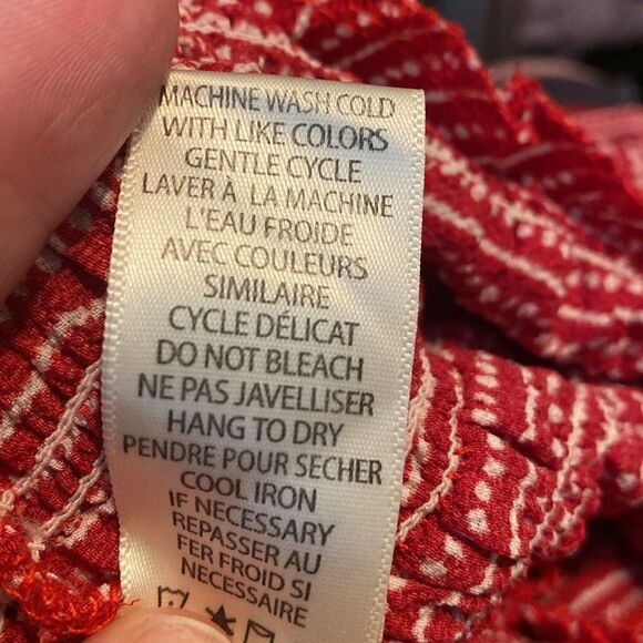 Like New Max Studio Red Dotted Striped Smocked Waist Wide Leg Crepe Jumpsuit - Picture 7 of 7